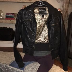black faux leather jacket